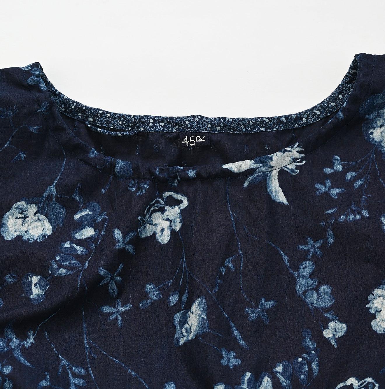 Indigo Khadi Flower Mix Dress