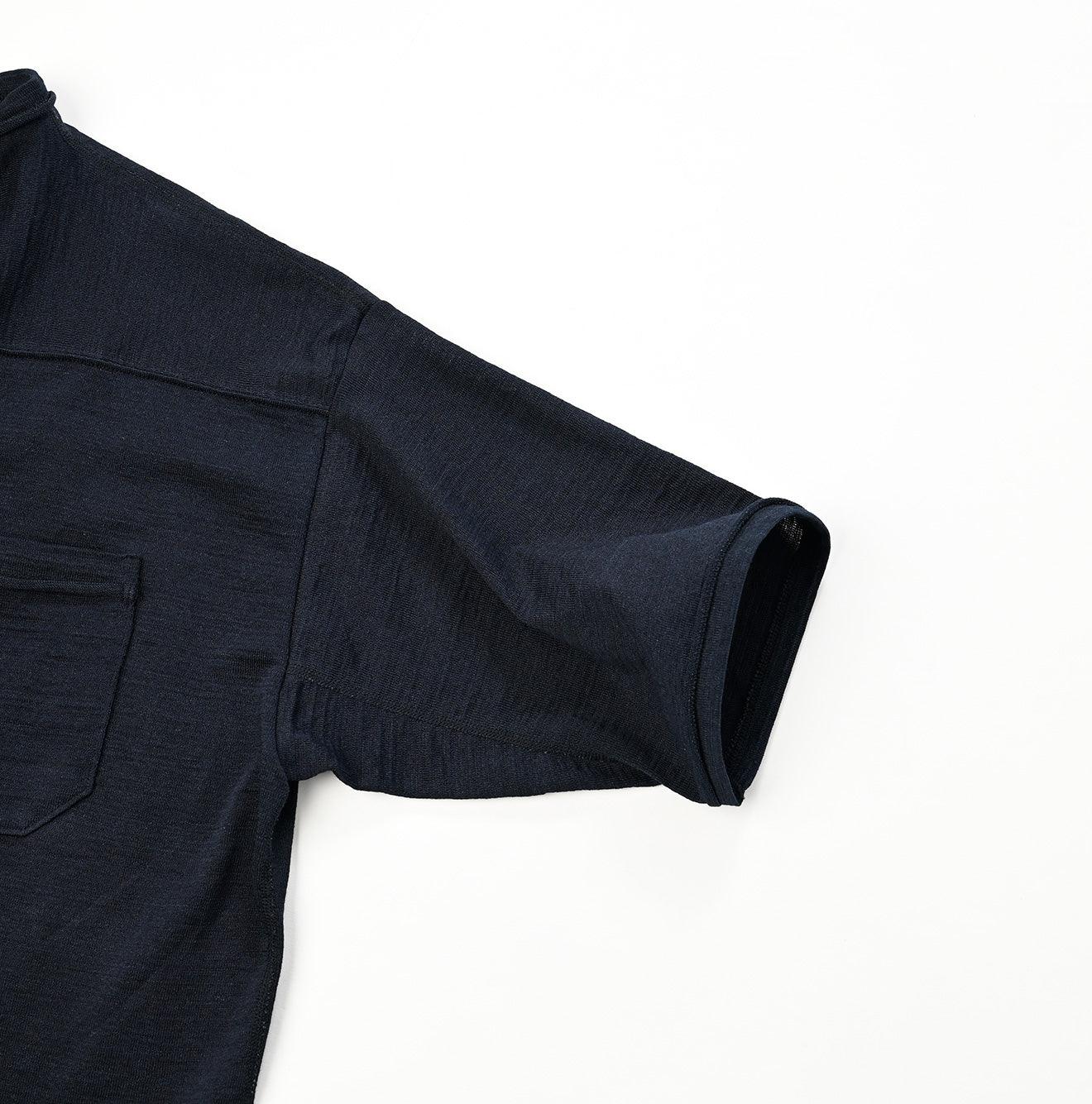 Indigo Dekoboko Knit-sewn Outer T-shirt