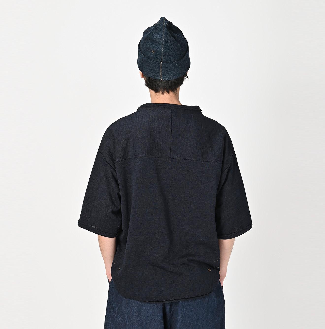 Indigo Dekoboko Knit-sewn Outer T-shirt