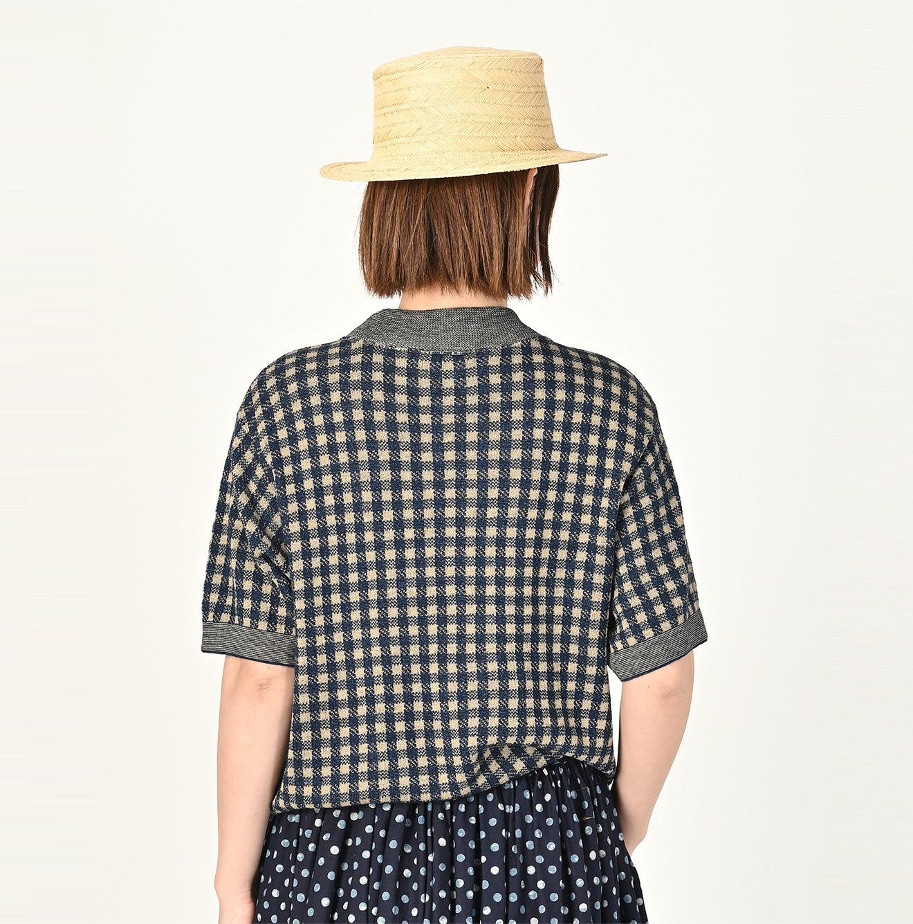 Indigo 908 Gingham Jacquard Yockneck