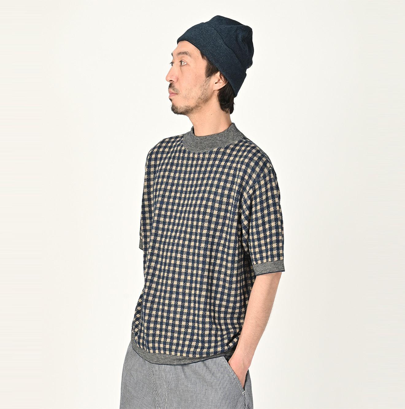Indigo 908 Gingham Jacquard Yockneck