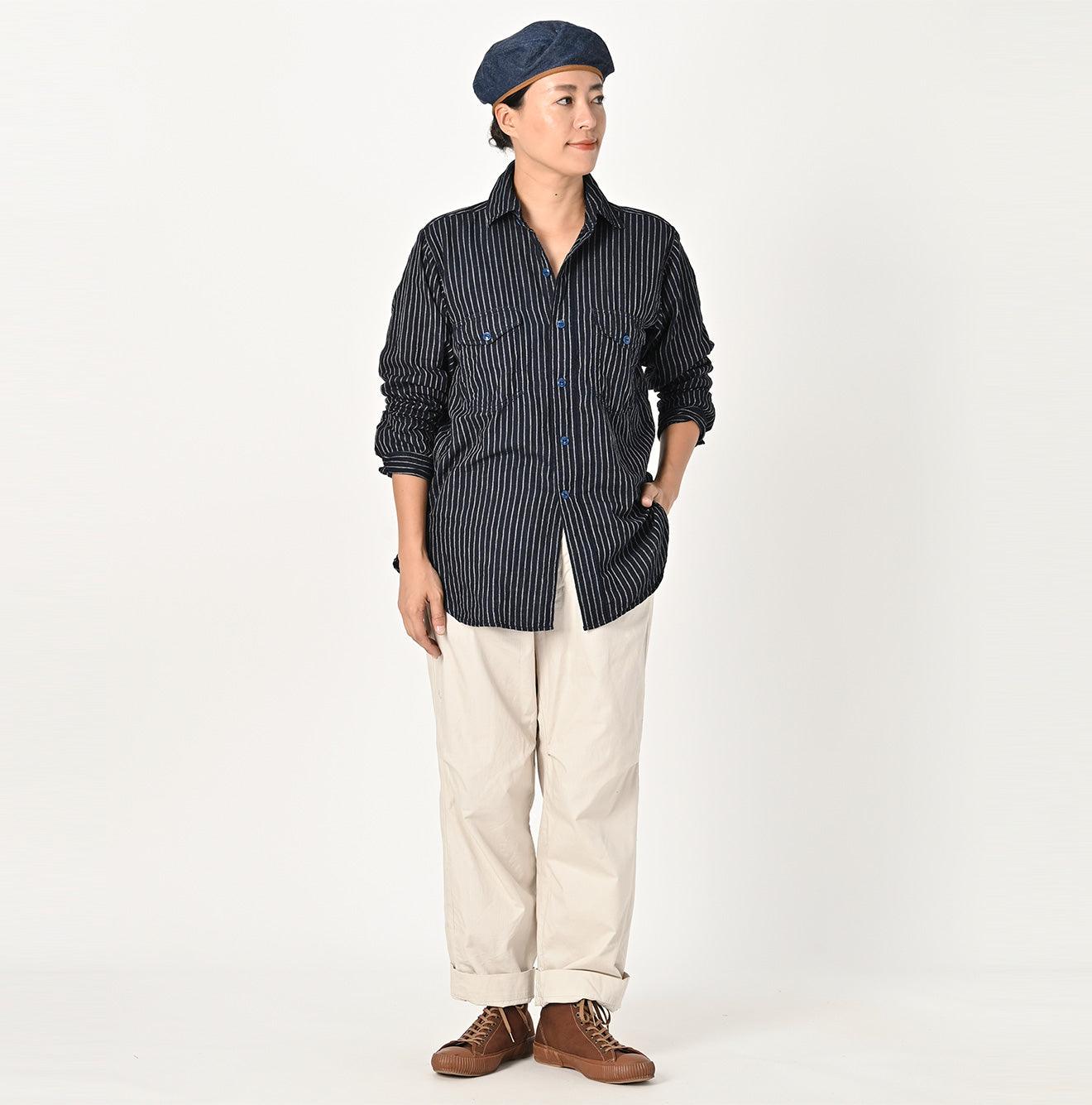 Indigo Fuwafuwa Double-woven 908 Country Shirt