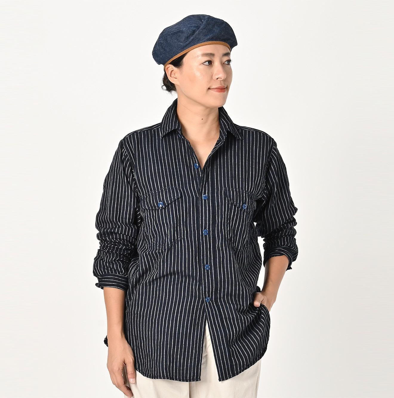 Indigo Fuwafuwa Double-woven 908 Country Shirt