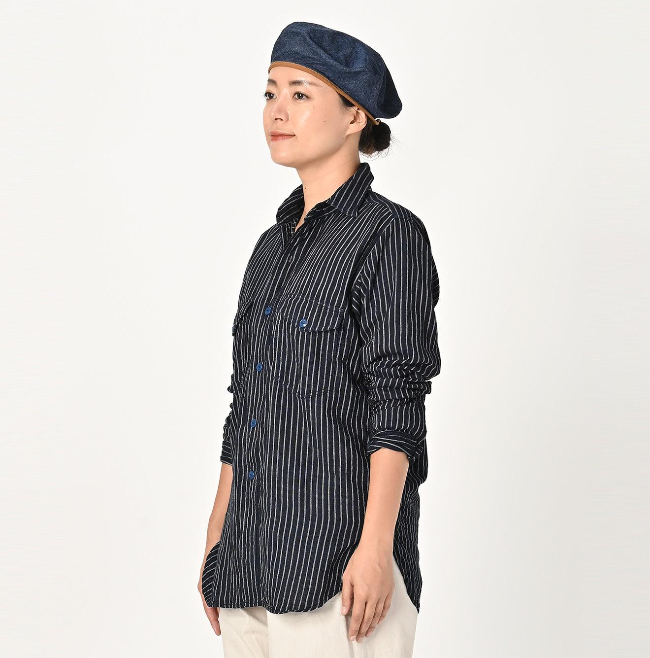 Indigo Fuwafuwa Double-woven 908 Country Shirt