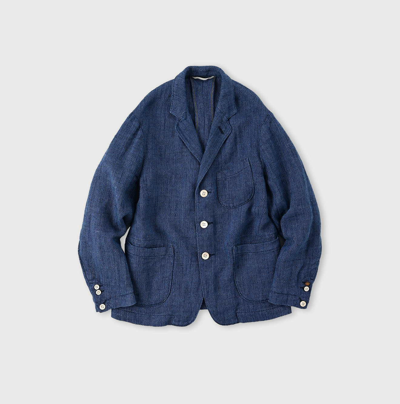 Cotton Linen Herringbone Tweed Miyuki Jacket Men