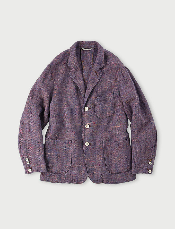 Cotton Linen Herringbone Tweed Miyuki Jacket Men
