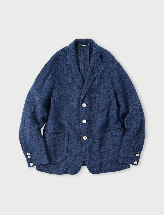 Cotton Linen Herringbone Tweed Miyuki Jacket Men