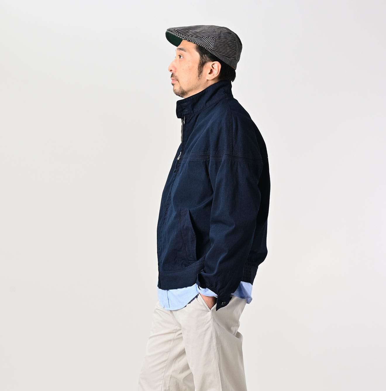 45R Indigo Light Gabardine Harrington Jacket