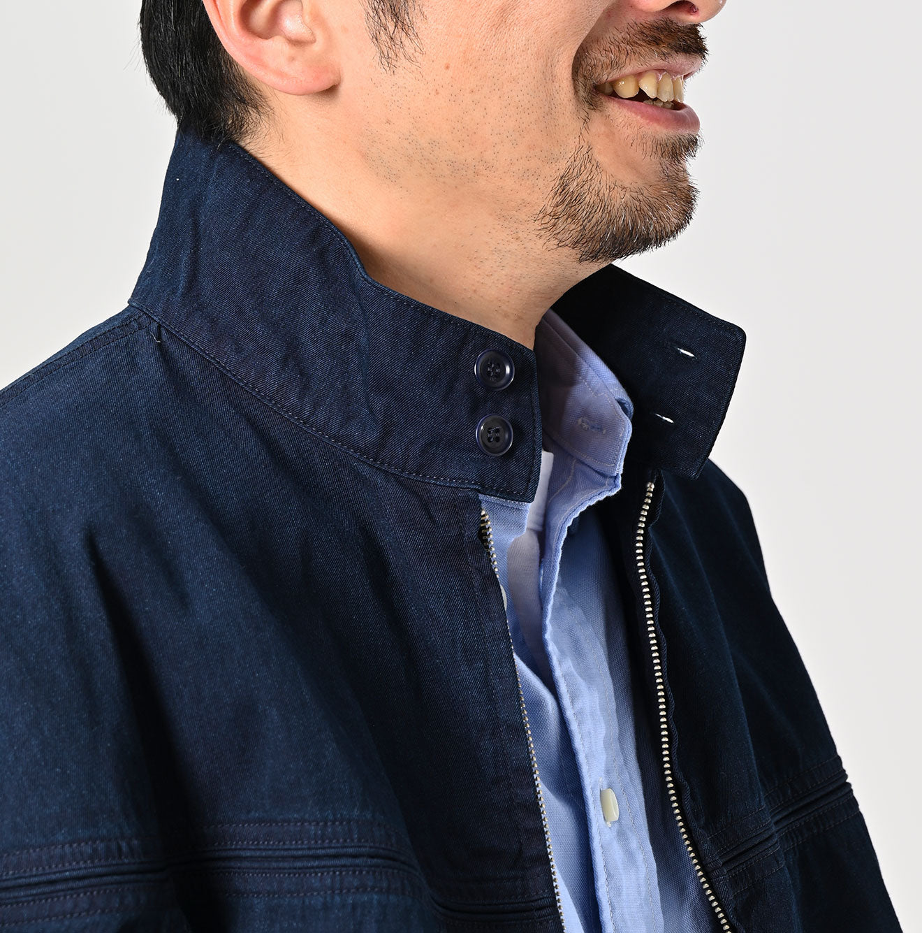 45R Indigo Light Gabardine Harrington Jacket