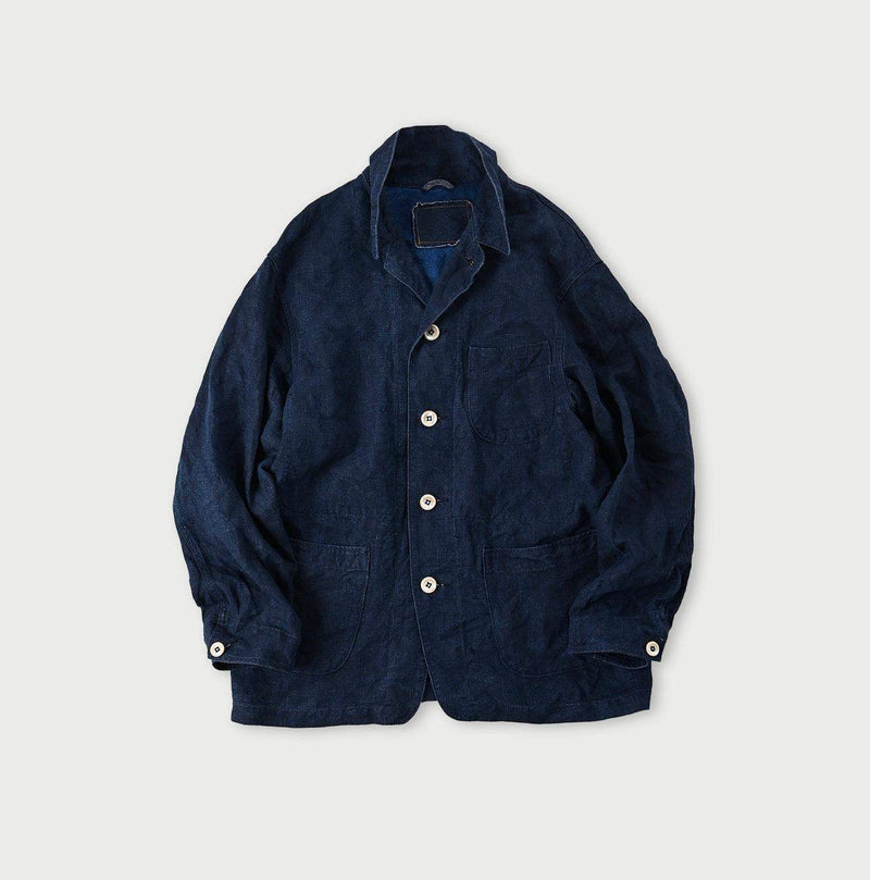 Indigo Linen Ocean Jacket Men (Size 3) - 45R by 45rpm studio