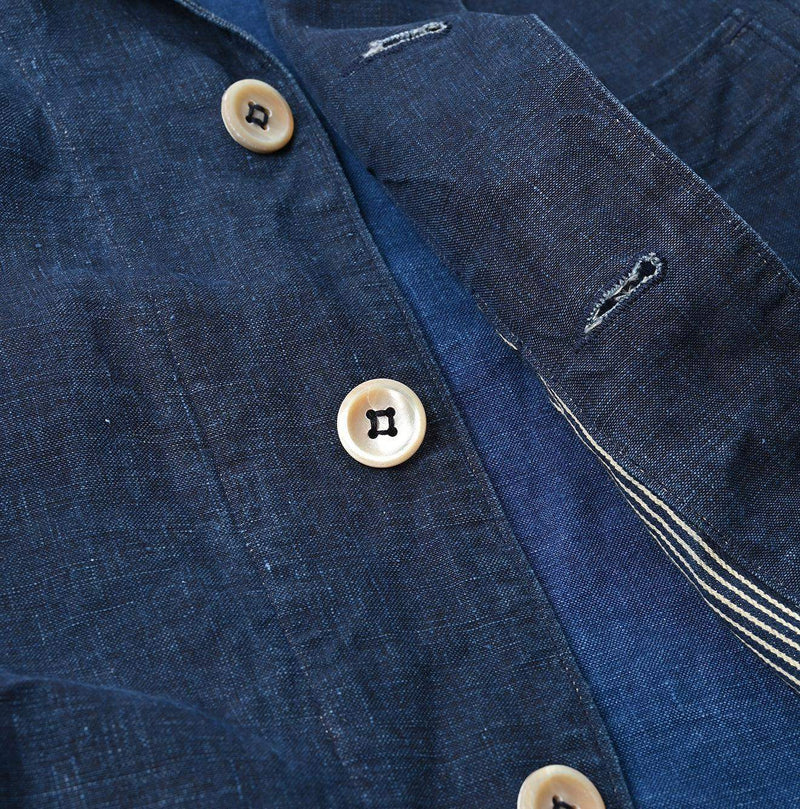 Indigo Linen Ocean Jacket Men (Size 3) - 45R by 45rpm studio