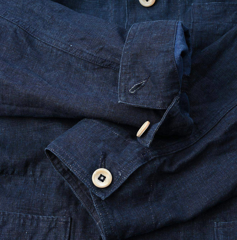 Indigo Linen Ocean Jacket Men (Size 3) - 45R by 45rpm studio