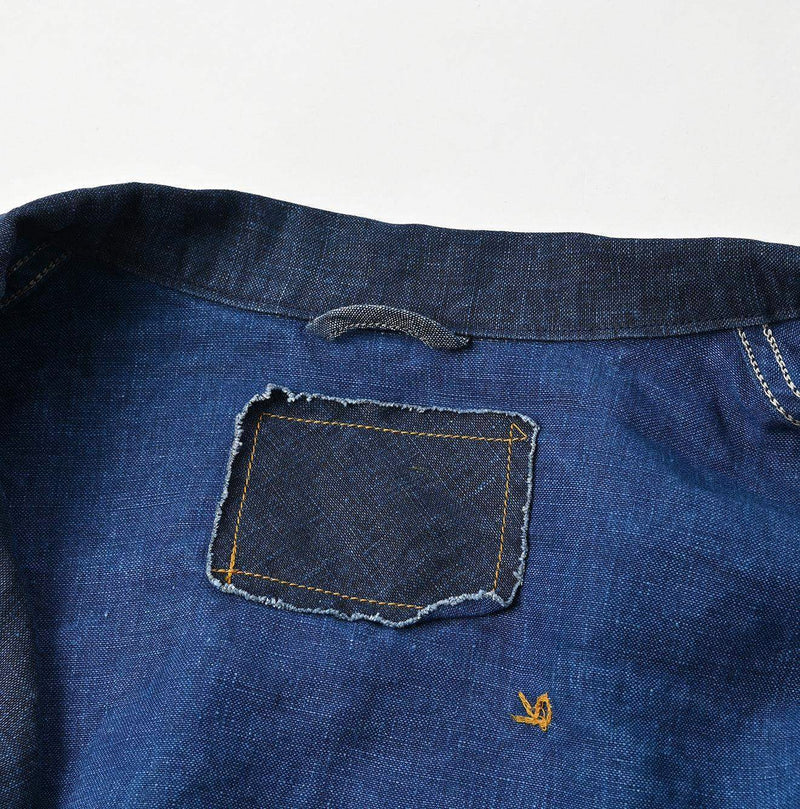 Indigo Linen Ocean Jacket Men (Size 3) - 45R by 45rpm studio