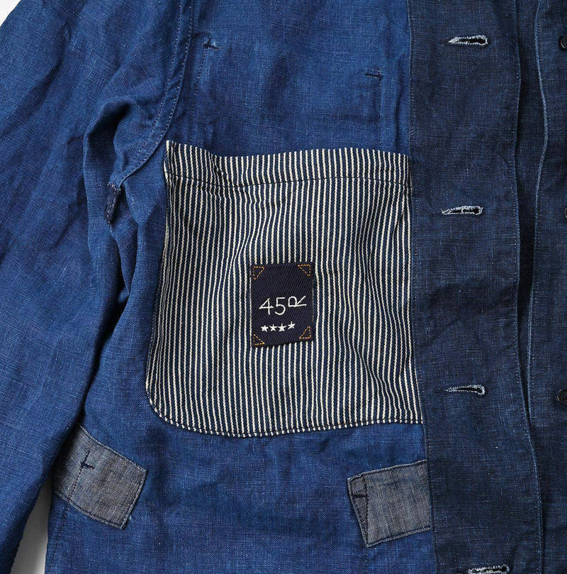 Indigo Linen Ocean Jacket Men (Size 3) - 45R by 45rpm studio