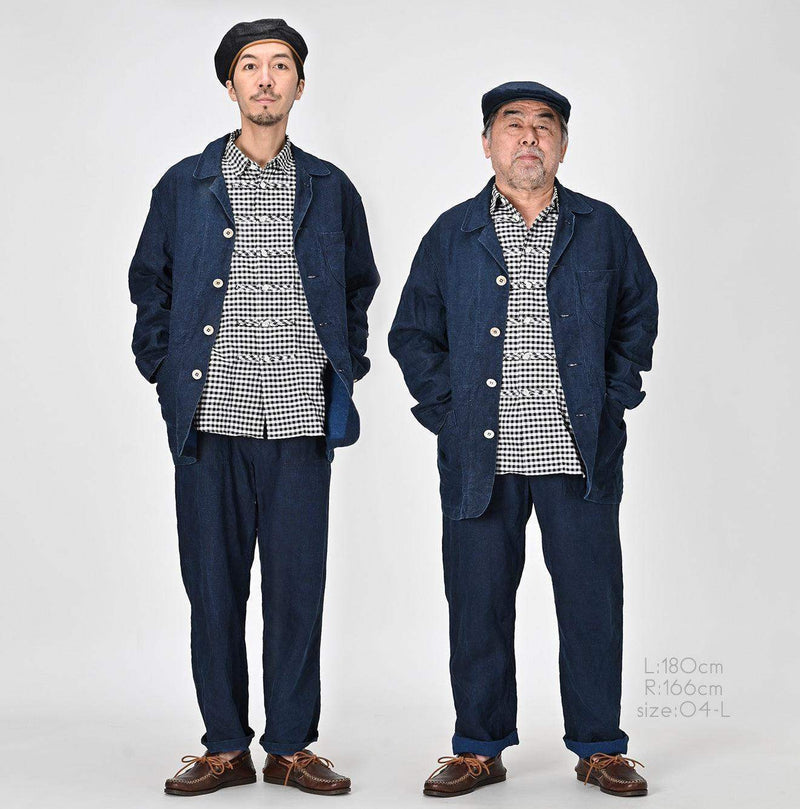 Indigo Linen Ocean Jacket Men (Size 3) - 45R by 45rpm studio