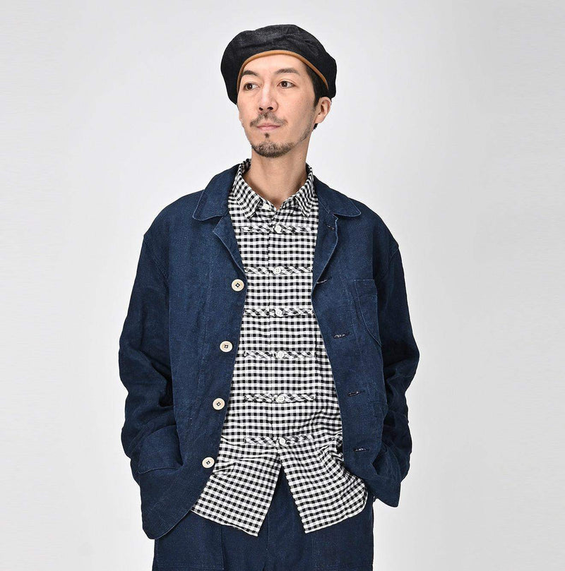 Indigo Linen Ocean Jacket Men (Size 3) - 45R by 45rpm studio