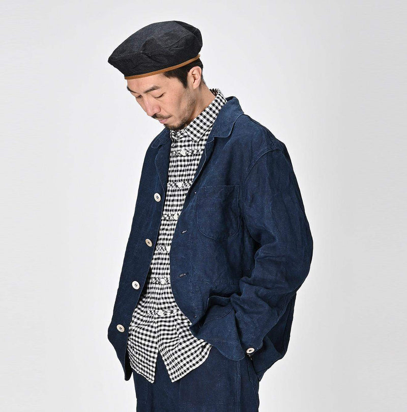 Indigo Linen Ocean Jacket Men (Size 3) - 45R by 45rpm studio