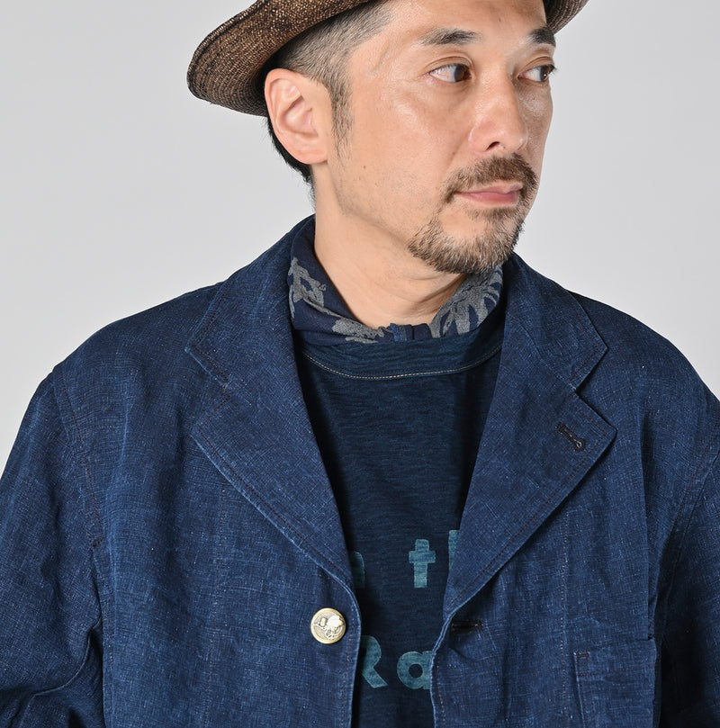 45R Indigo Linen Nimes Jacket Men