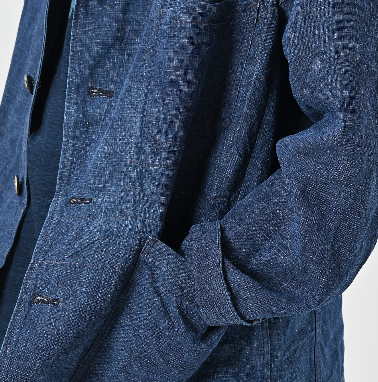Indigo Linen Nimes Jacket Men – 45R GLOBAL