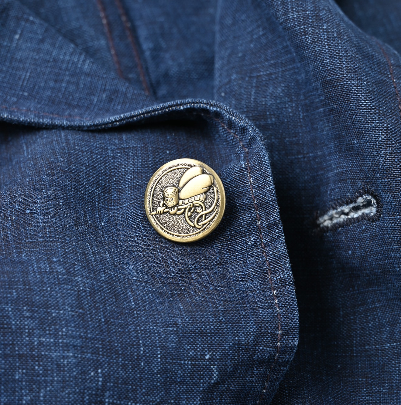45R Indigo Linen Nimes Jacket Men