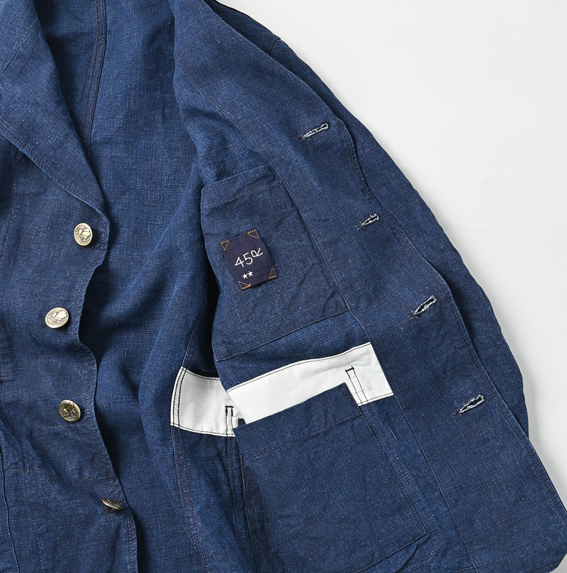 45R Indigo Linen Nimes Jacket Men - Image 16