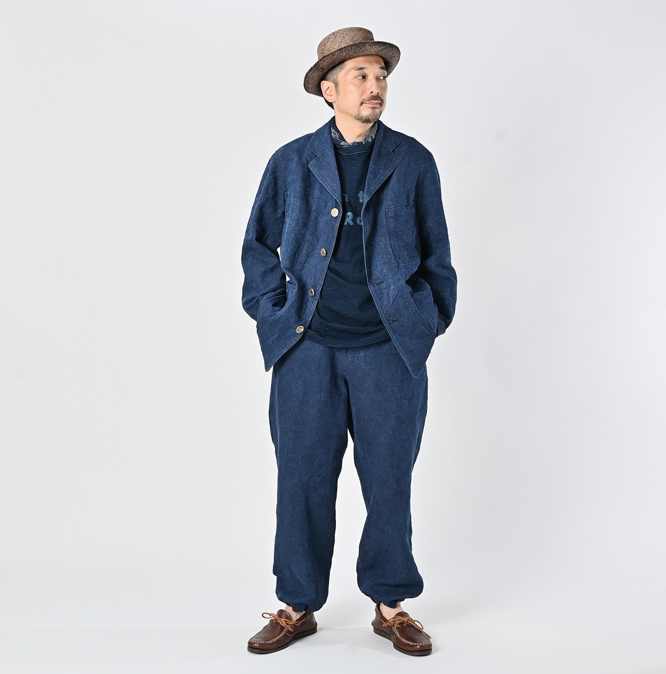 45R Indigo Linen Nimes Jacket Men