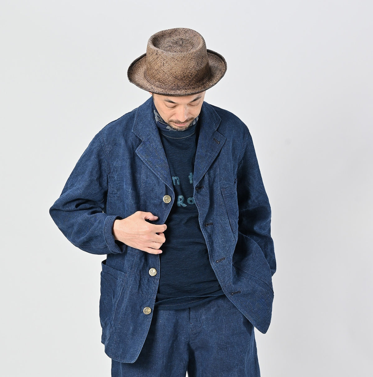 45R Indigo Linen Nimes Jacket Men