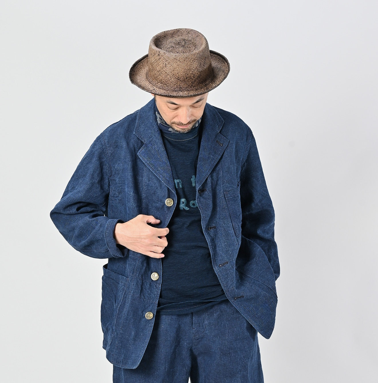 45R Indigo Linen Nimes Jacket Men - Image 3