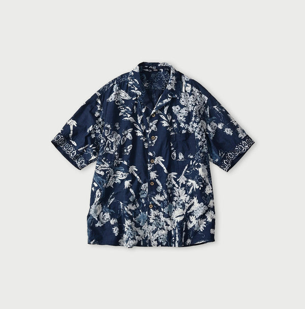 45R Indigo Palampore Lei Lei Shirt Men