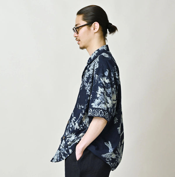 45R Indigo Palampore Lei Lei Shirt Men