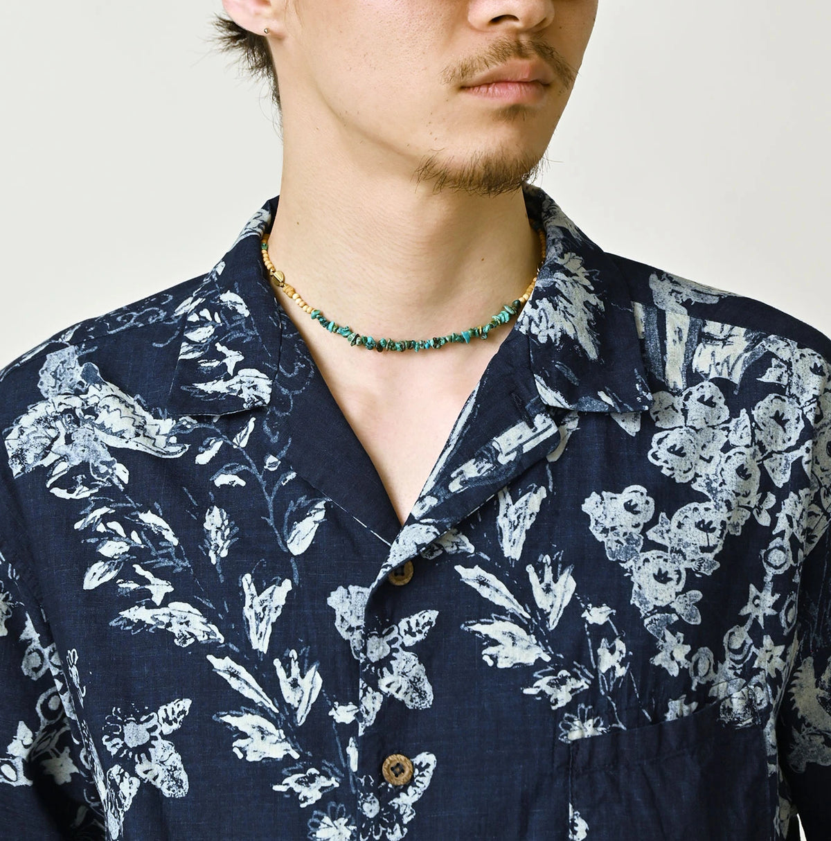 45R Indigo Palampore Lei Lei Shirt Men
