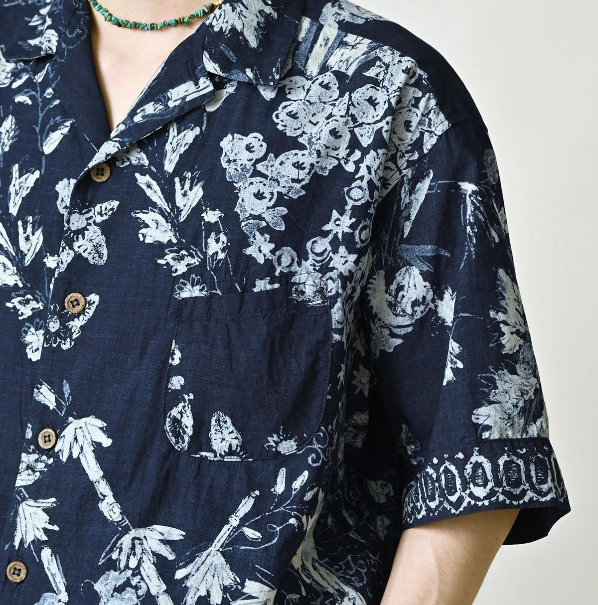 45R Indigo Palampore Lei Lei Shirt Men