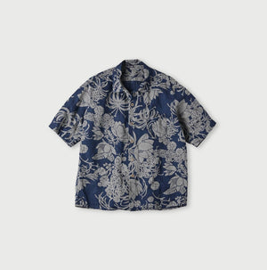 Indigo Linen Lotus Lei Lei Shirt Men