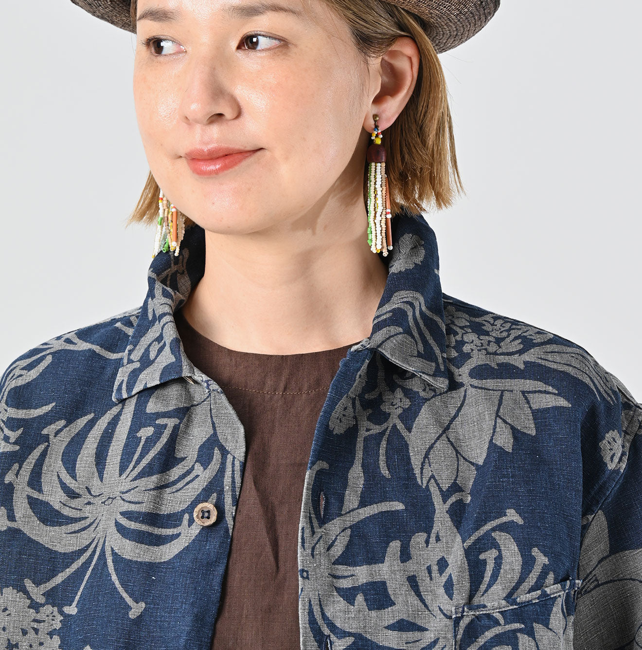 45R Indigo Linen Lotus Lei Lei Shirt Men - Image 10