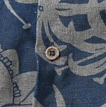 45R Indigo Linen Lotus Lei Lei Shirt Men