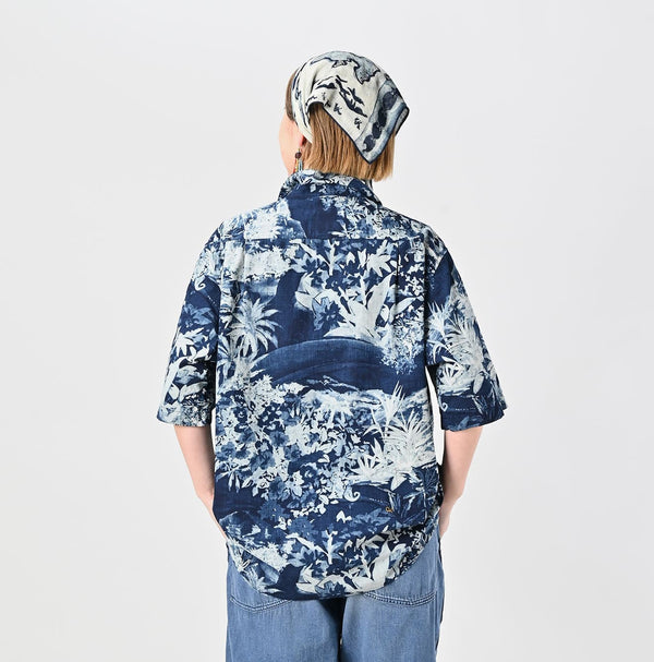 45R Indigo Irie Aloha Lei Lei Shirt Men