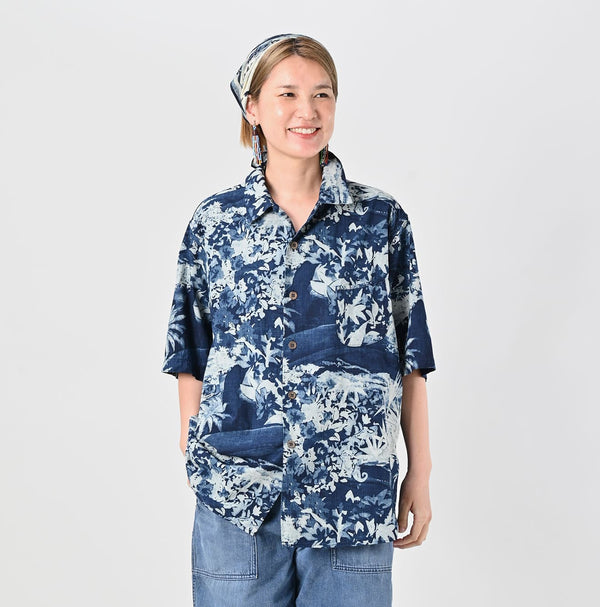 45R Indigo Irie Aloha Lei Lei Shirt Men