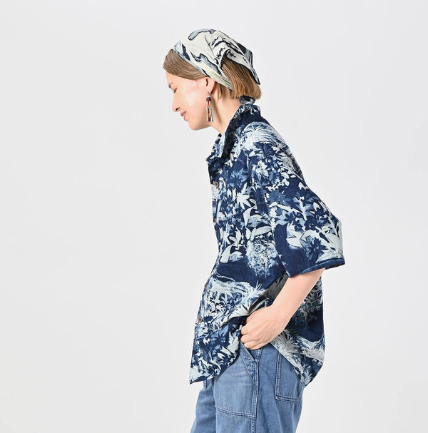 45R Indigo Irie Aloha Lei Lei Shirt Men