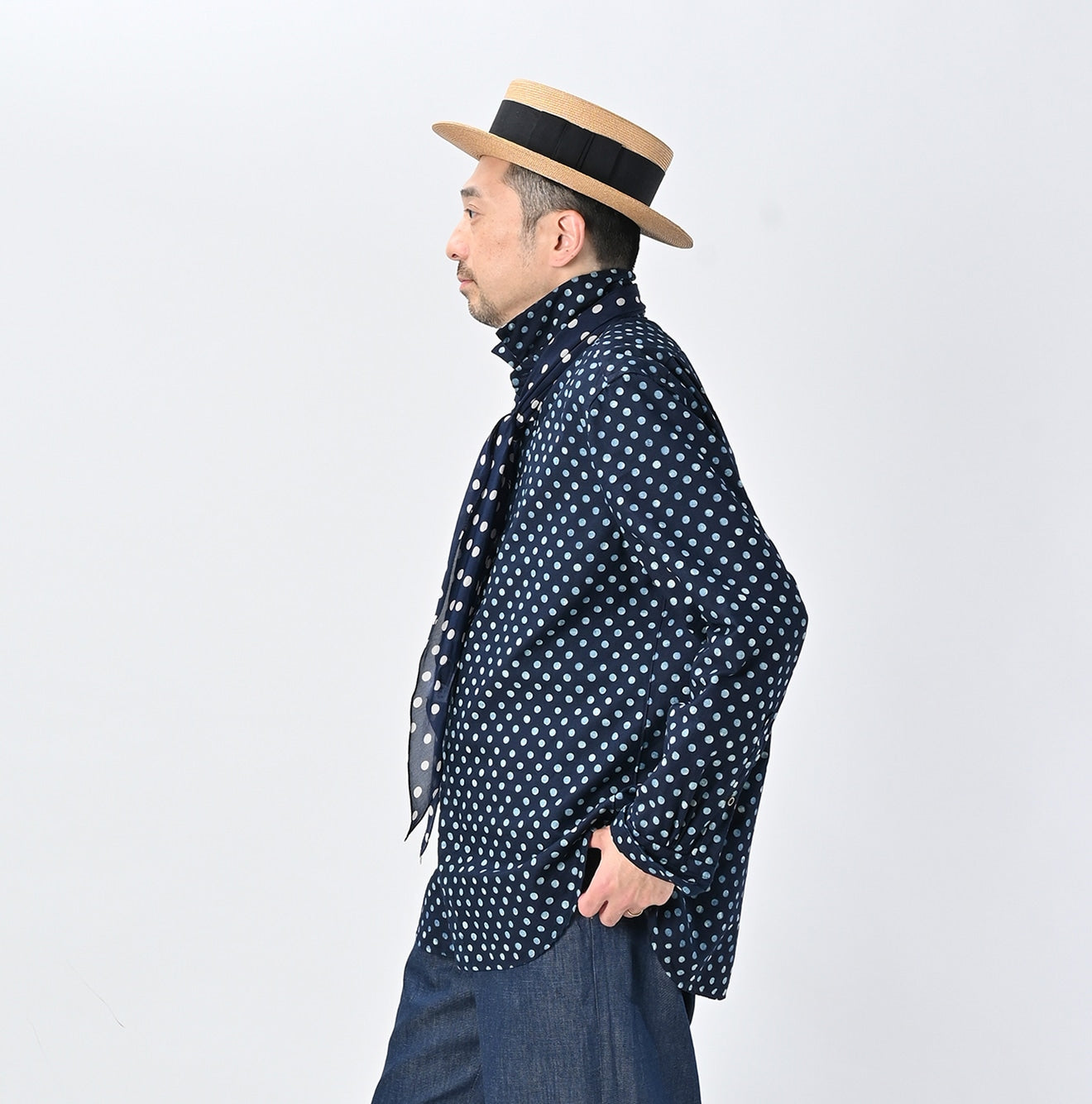 45R Indigo Supima Oxford 908 Dots Loafer Shirt - Image 8