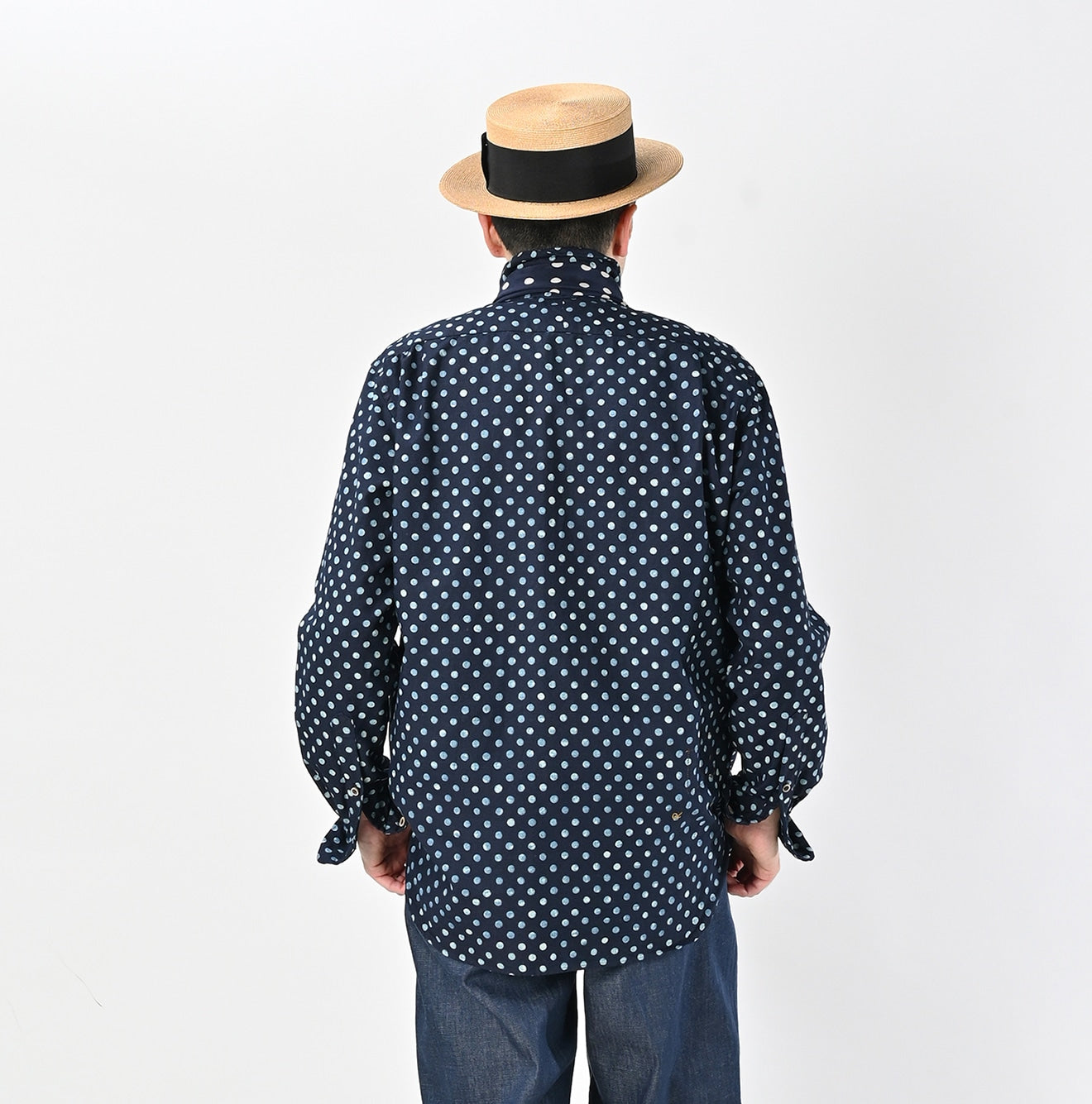 45R Indigo Supima Oxford 908 Dots Loafer Shirt - Image 9