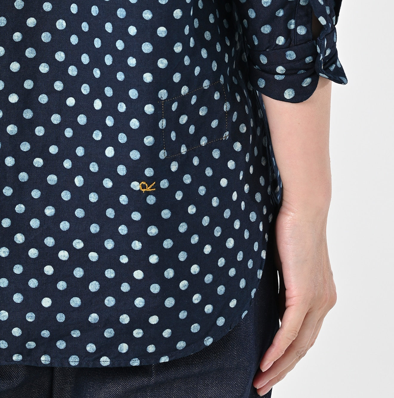 45R Indigo Supima Oxford 908 Dots Loafer Shirt - Image 13