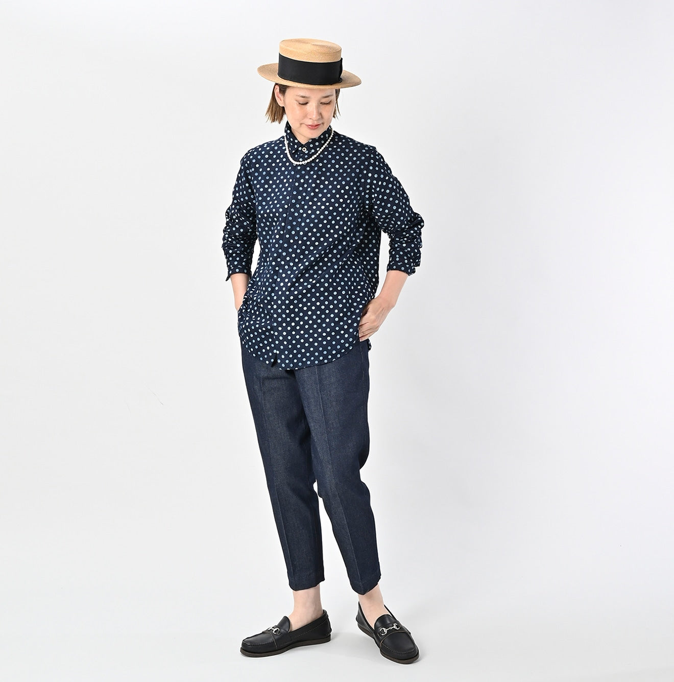 45R Indigo Supima Oxford 908 Dots Loafer Shirt - Image 2