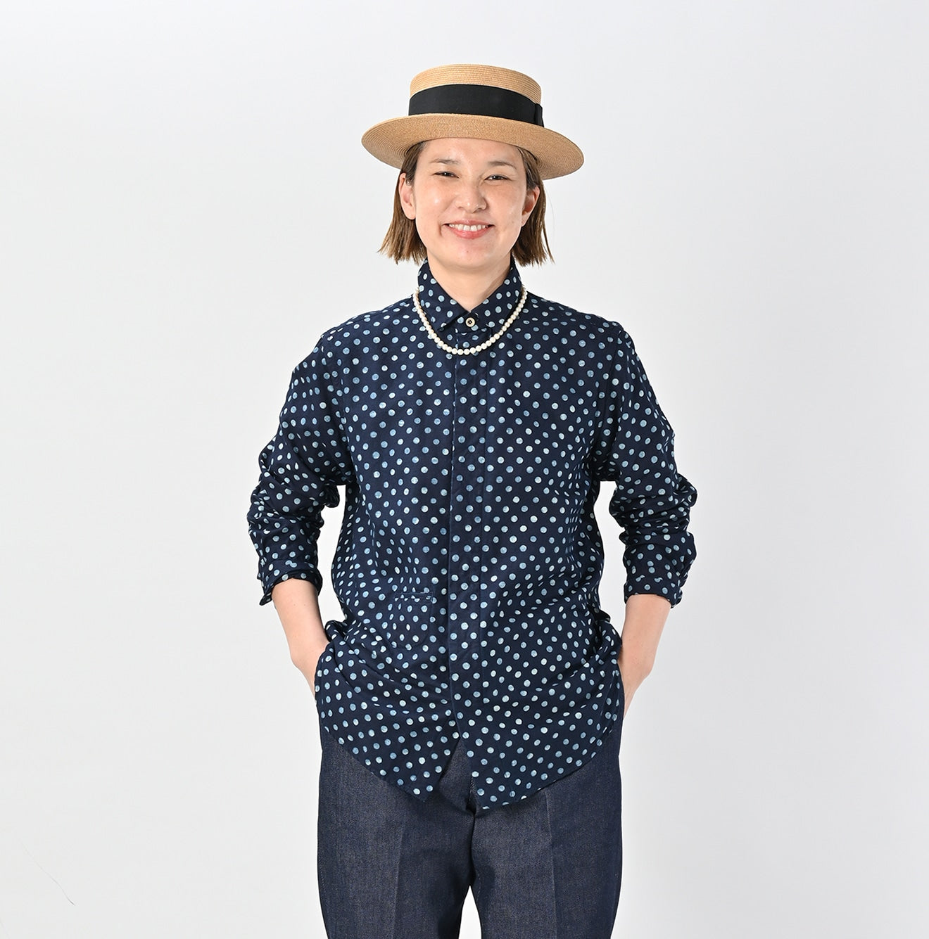 45R Indigo Supima Oxford 908 Dots Loafer Shirt - Image 4