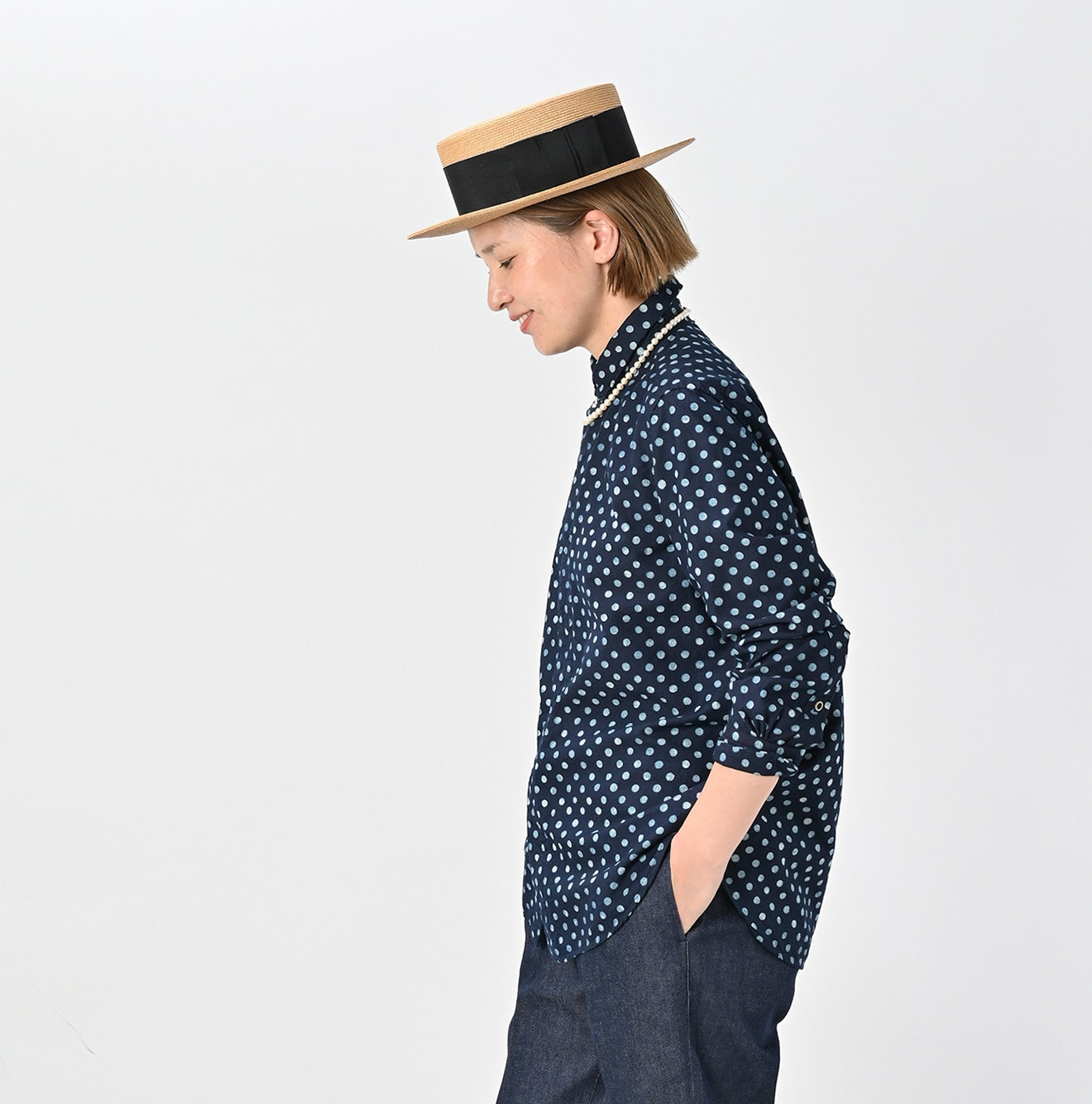 45R Indigo Supima Oxford 908 Dots Loafer Shirt - Image 5