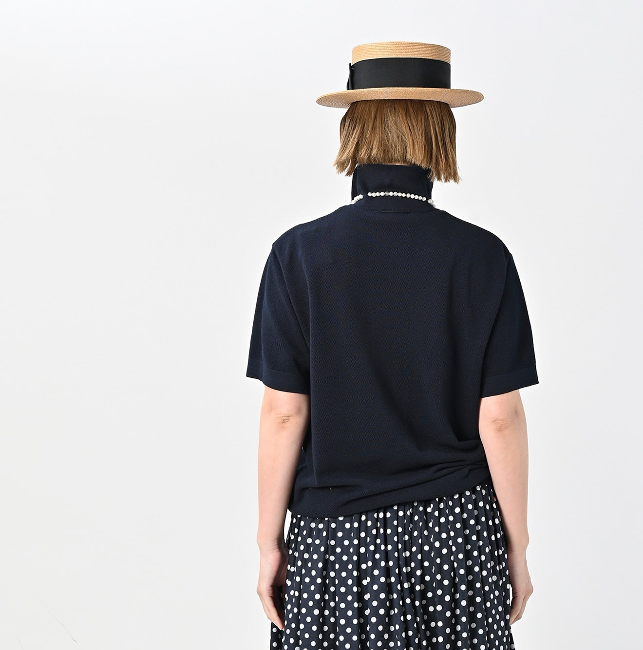 Indigo Pique Knit-sewn Polo | 45R Official Online Store