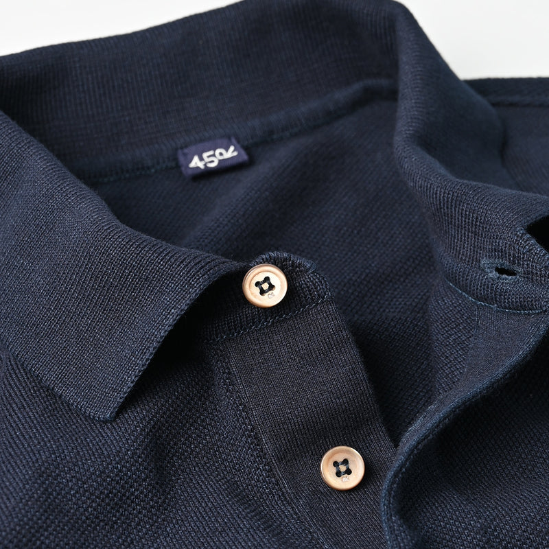 45R Indigo Pique Knit-sewn Polo - Image 15