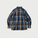 45R Ai Indigo Check Khadi Dobby Open-Collar Shirt
