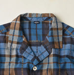 45R Ai Indigo Check Khadi Dobby Open-Collar Shirt