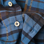 45R Ai Indigo Check Khadi Dobby Open-Collar Shirt