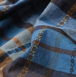 45R Ai Indigo Check Khadi Dobby Open-Collar Shirt